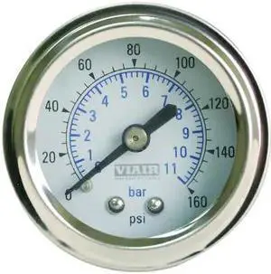 VIAIR 90087 Sngl Needle Gauge,White Face,Illuminated