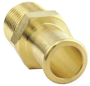 ZORO SELECT 6AFJ3 Hose Barb, 5/8 In Barb, 1/2 In MNPT, Brass, Hex Head Size: