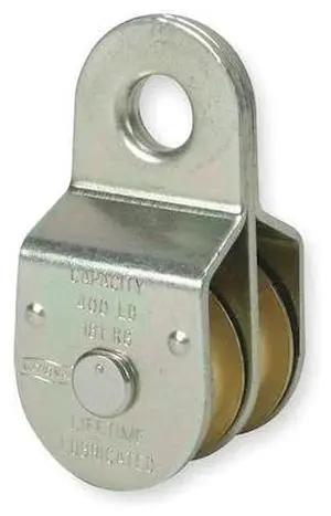 ZORO SELECT 1RCK6 Fixed Eye Double Pulley,Zinc