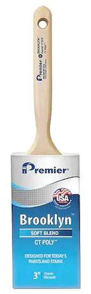 PREMIER 17303 3" Flat Sash Soft, Polyester Bristle, Paint Brush, Hardwood Handle