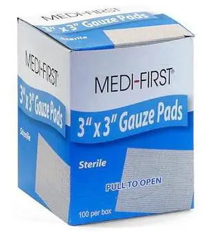 MEDI-FIRST 61233 Gauze Pad, Cotton Blend Gauze, PK100