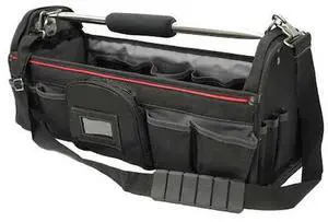 WESTWARD 32PJ35 Tool Tote, 600d Polyester, 23 Pockets, Black, 10" Height