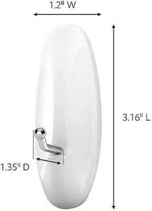 COMMAND 17068-7ES Hook, White, Metal, 1 11/32 in D, PK7
