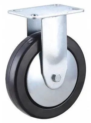 ZORO SELECT 33J071 Rigid Plate Caster,Rubber,6 in., 280 lb.