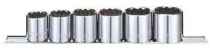WESTWARD 53PN50 3/8" Drive Socket Set, Metric, 6pcs