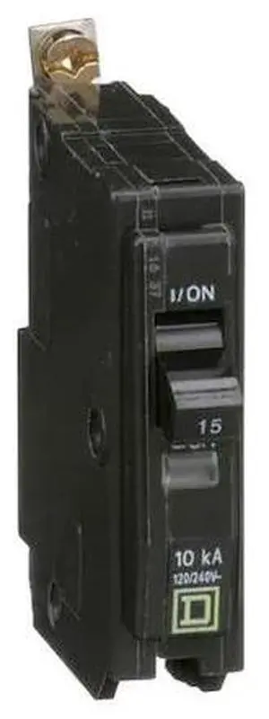SQUARE D QOB115 Miniature Circuit Breaker, QO Series, 15A, 1 Pole, 120/240V AC,