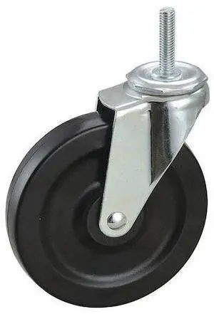ZORO SELECT 32J789 Swivel Stem Caster, Rubber, 5 in., 125 lb., Stem Dia.: 3/8 in