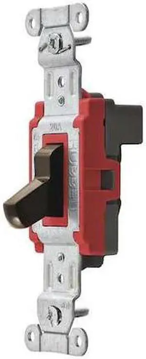 HUBBELL WIRING DEVICE-KELLEMS SNAP1221BR Wall Swtch, 1-Pole, 120/277V, 20A,