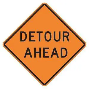 LYLE W20-2D-30HA Detour Sign,30 x 30In,BK/ORN,Text