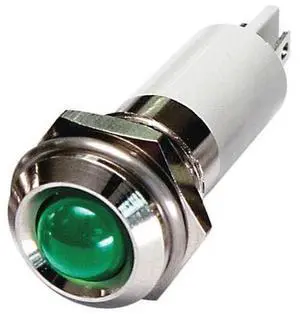 ZORO SELECT 24M117 Round Indicator Light, Green, 120VAC, Standards: RoHs