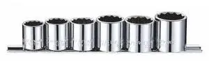 WESTWARD 53PN42 3/8" Drive Socket Set, SAE, 6pcs