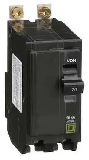 SQUARE D QOB270 Miniature Circuit Breaker, QO Series, 70A, 2 Pole, 120/240V AC,