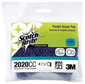 SCOTCH-BRITE 2020CC Scouring Pad,4-1/2" L x 3" W,Purple,PK4