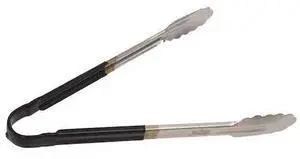 CRESTWARE CG12BK Tong,Black,12 in. L,Stainless Steel