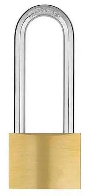 ZORO SELECT 48JR16 Padlock, Keyed Alike, Long Shackle, Rectangular Brass Body,