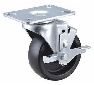 ZORO SELECT 33J015 Swivel NSF-Listed Plate Cstr w/Brke,300 lb.,Plain