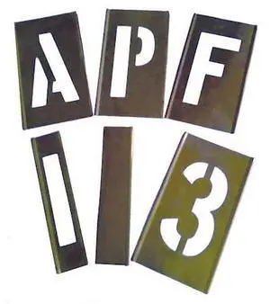 ZORO SELECT 3W648 Interlocking Stencil,Numb&Letters,Brass