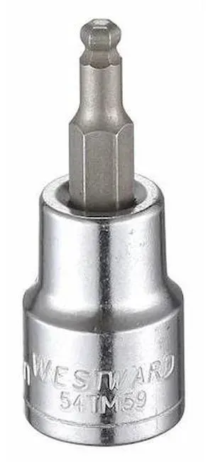 WESTWARD 54TM59 3/8 in Drive Ball Hex Socket Bit Metric 4 mm Tip, 1 13/16 in L