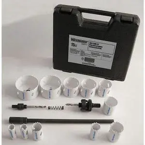 WESTWARD 29VX15 Bi-Metal Hole Saw Industrial Kit,15 pcs.