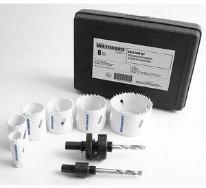 WESTWARD 29VX18 Bi-Metal Hole Saw Electrical Kit, 8 pcs.