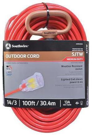 SOUTHWIRE 2489SW8804 SJTW Extension Cord, 14 AWG, Outdoor, 14/3, 1 Outlets,