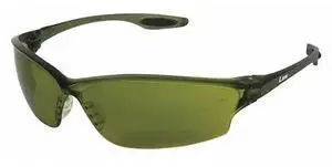 MCR SAFETY LW2130 Law 2, Safety Glasses Anti-Scratch, Green Lens, Frameless,