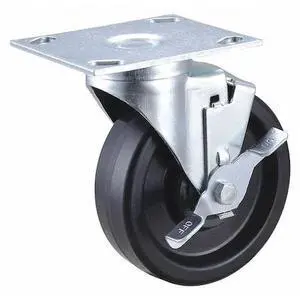 ZORO SELECT 02TM05101S002 Swivel NSF-Listed Plate Caster w/Brake,Phenolic,5