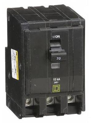 SQUARE D QO370 Miniature Circuit Breaker, QO Series, 70A, 3 Pole, 120/240V AC,