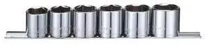 WESTWARD 53PN46 3/8" Drive Socket Set, Metric, 6pcs