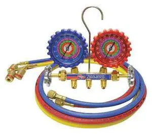 UNIWELD QS4L5HEZ Mechanical Manifold Gauge Set,60" L Hose