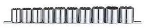 WESTWARD 53PN70 1/2" Drive Socket Set, Metric, 10pcs