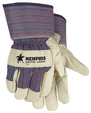 MCR SAFETY 1965XL Leather Gloves, Grain Pigskin Leather Palm, Safety Cuff,