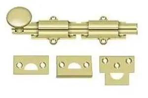 6 in. Heavy Duty Surface Bolt w Strike in Polished Brass Finish