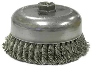 WEILER 12916 6" Double Row Knot Wire Cup Brush .023" Steel Fill 5/8"-11 UNC Nut