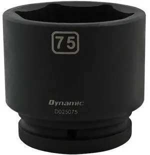 DYNAMIC D025075 1" Drive Standard Socket, Black Phosphate, Tools 75MM X 1"