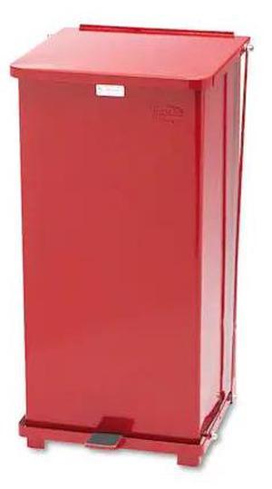 Rubbermaid Commercial Defenders Biohazard Step Can Square Steel 24gal Red