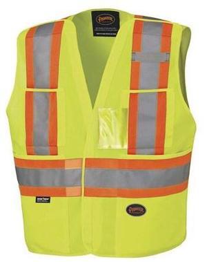 PIONEER V1021061U-4/5XL Safety Vest, Tear-Away, Hi-Vis Orange, 45XL, Color: