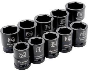 DYNAMIC D021000 Tools 3/4" Dr 10Pcs 6 Pt, Std L, Impact SAE Socket Set,