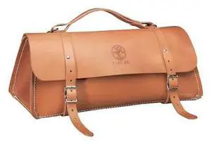 KLEIN TOOLS 5108-20 Wide-Mouth Tool Bag, Extra Heavy Duty Leather, 1 Pockets,