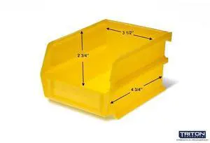 TRITON PRODUCTS 3-210Y-6 Stacking Hanging Interlocking Bins, Polypropylene, TRITON PRODUCTS 3-210Y-6 Stacking Hanging Interlocking Bins, Polypropylene,