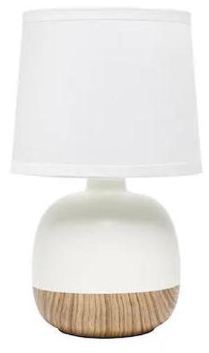 SIMPLE DESIGNS LT2078-LWW Petite Mid Century Table Lamp, Light Wood and White