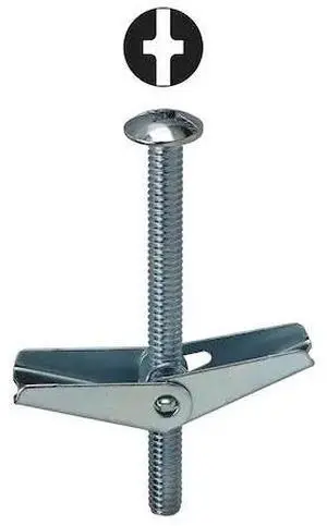 DOTTIE TBC44 Toggle Bolt, 4" L, Carbon Steel, 50 PK