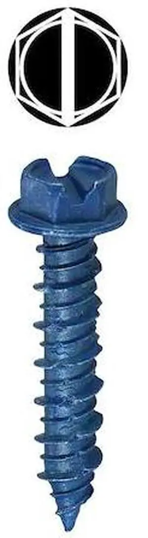 DOTTIE 14H114 Concrete Screw, 1/4" Dia., Hex, 1-1/4 in L, Carbon Steel Blue