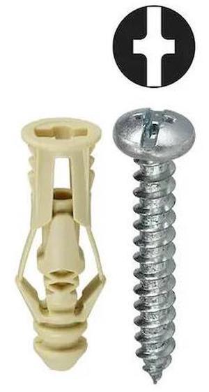 DOTTIE TG6KTP Triple-Grip Screw Anchor, 1-3/16" L, Nylon