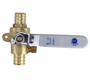 APOLLO APXV34WD 3/4 in. Brass PEX Barb Ball Valve with Drain and Mounting Pad