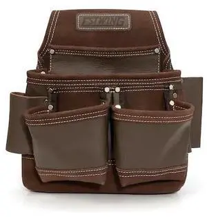 ESTWING 94750 Pouch, 9-Pocket Full Leather Framer's Pouch, Leather
