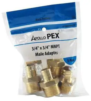 APOLLO APXMA34345PK 3/4 in. Brass PEX Barb x 3/4 in. Male Pipe Thread Adapter