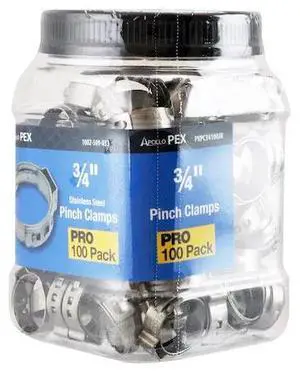 APOLLO PXPC34100JR 3/4 in. Stainless Steel PEX Barb Pinch Clamp Jar (100-Pack),