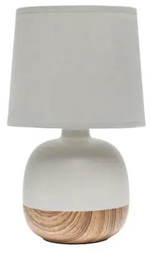SIMPLE DESIGNS LT2078-LWG Petite Mid Century Table Lamp, Light Wood and Light