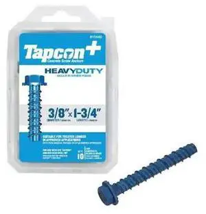 TAPCON 11440 Tapcon Concrete Screw, 3/8" Dia., 1-3/4 in. L, Steel 10 PK